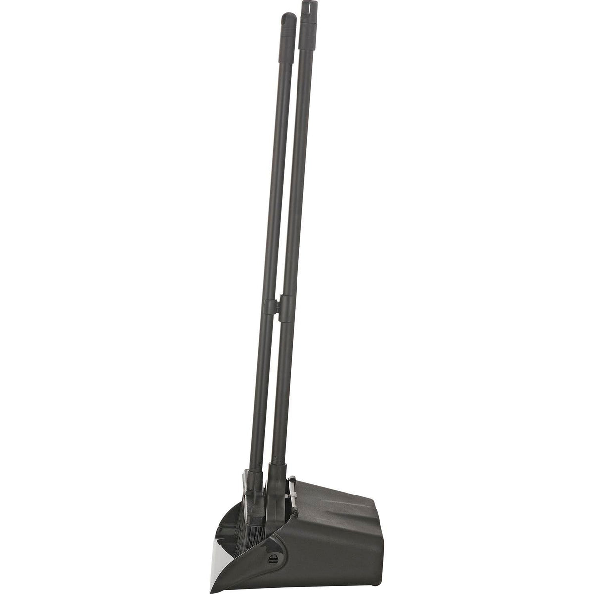 Upright Dust Pan & Lobby Broom Combo Kit by Global Industrial – 36"L x 13"W x 4"H, Plastic, Black, Model 261790