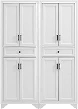 Furnifact Pantry Cabinets White 2-Piece Set with Anti-Tip Mechanism, Durable Construction, Spacious Storage, Stylish Design for Kitchen Organization