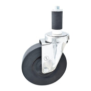 BK Resources 5" Hard Rubber 1-1/4" Expanding Stainless Steel Stem Swivel Caster for Work Tables – 5", Silver, Model 5SS-2RA-HR