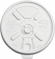 Dart 16FTL White Lift 'n' Lock Plastic Lid for Foam Cups and Containers, (Case of 1,000)