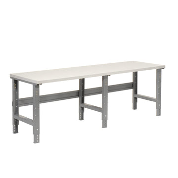 Adjustable Height Extra Long Workbench by Global Industrial – 48"L x 96"W x 4"H, Steel, Gray, Model 601429