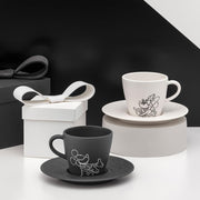 Manufacture Rock - Mickey Mouse - Coffee Cup with Saucer by Villeroy & Boch – 23X23X11,5CM, 0 milliliters, Porcelain, Black, Pack of 4