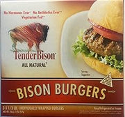 TenderBison All Natural Bison Burgers, 5.3 oz (1/3 Lb), 36 Count | 12-16 oz Boxes, Total 36 Burgers