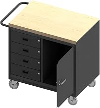 Durham 3121-MT-95 Mobile Bench Cabinet, 4 Drawer, Maple