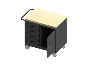 Mobile Bench Cabinet by Durham – Alloy Steel, Grey, Model 3121-MT-95