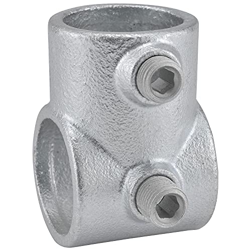 1-1/2" Size Single Socket Tee Pipe Fitting (1.94" Fitting I.D.) by Global Industrial – 1.25"L x 4"W x 2.5"H, Galvanized Iron, Gray, Model 798740
