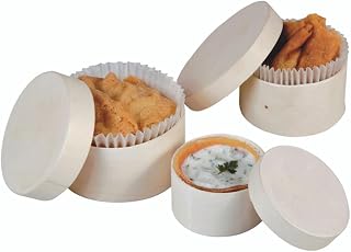 PacknWood 3 Round Wooden Cup Kit | Unfinished Wood Cup Kit with Lid | Portable Baking & Packaging Cup Kits for Cup Cake, Salad, Sauce & Mayoneez - 2.5x1.3in 2.3x1.1in 1.9x1in - 96 Pcs