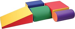 Constructive Playthings Kids Climbing Toys for Toddlers, Soft Play Equipment, Daycare Essentials, Padded Shapes, Sturdy Vinyl Exterior, Easy to Clean, Multicolor, 5 Foam Shapes, All Ages