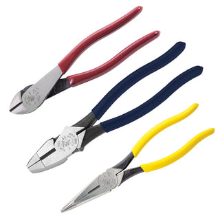 Plier Set by KLEIN TOOLS – 8-Inch (3-Piece), Alloy Steel, Red, Model 80020