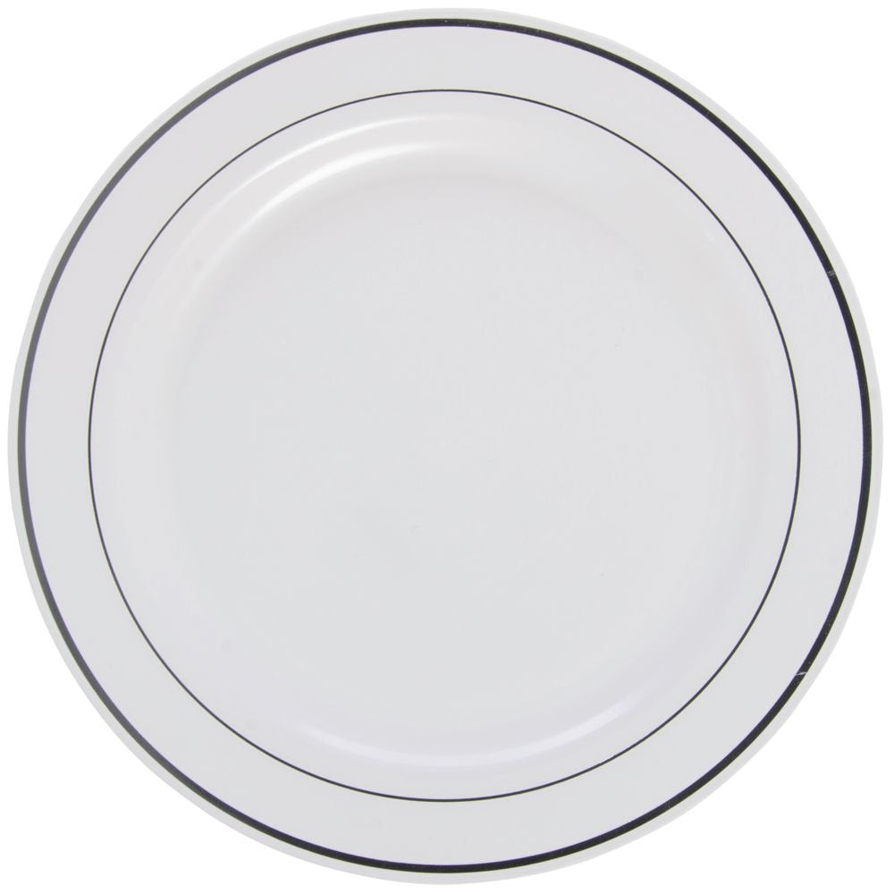First Impressions Disposable White Plastic Plate - 9" Dia by Sabert – Medium, Plastic, White, Model 9IMP144S