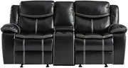 Starlight Canyon Home Faux Leather-Upholstered Double Glider Reclining Loveseat, Recliner Couch and Love Seat Recliner for Living Room, Black