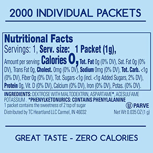HEARTLAND Aspartame Blue / 2000 Count (Pack of 1) / 1 Stevia