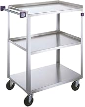 411A Three Tier Medium Duty Utility Cart, 15-1/2" x 24" Shelves & Allergen-Safe Purple Bumpers