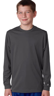 B-Core Youth Long Sleeve T-Shirt XS Graphite by Badger – Graphite, Model 2104
