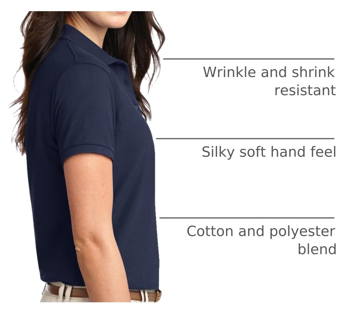 Women's Silk Touch Polo Navy by Port Authority – Small, Silk, Navy, Model SNM-208732