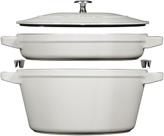 STAUB 40508-385 Stackable Cocotte Campagne Large Cast Iron Pot, Grill IH Compatible
