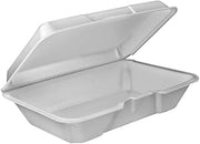 Dart 9.3" Length, 6.4" Width, 2.9" Height Single Compartment Foam Hinged Lid Carryout White Container