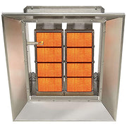 SunStar Natural Gas Heater Infrared Ceramic by GUM – 23.63"L x 26.5"W x 7.75"H, Aluminized Steel / Aluminum Reflectors, Silver, Model SG8-N
