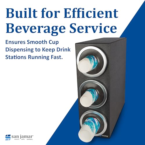 San Jamar 3 Tiers / Chrome / Silver Trim Rings Commercial Beverage Dispensers