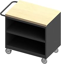 Durham 3111-MT-95 Mobile Bench Cabinet, no Door, Maple top