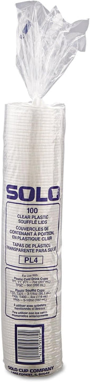 DCC PL4N No-Slot Plastic Cup Lids – 9.0 ounces, Polyethylene Terephthalate, Clear, Model DCCPL4N