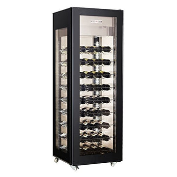 Single Zone Wine Cooler - 81 Bottles Capacity by Omcan – 25.8" x 25.7" x 74.5"/ 656 x 653 x 1892 mm, glass, black, Model 43458