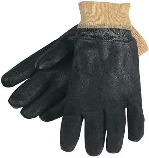 MCR Safety 6520SJ Double-Dipped PVC Plasticsol Gloves, Large, Black, 1-Pair