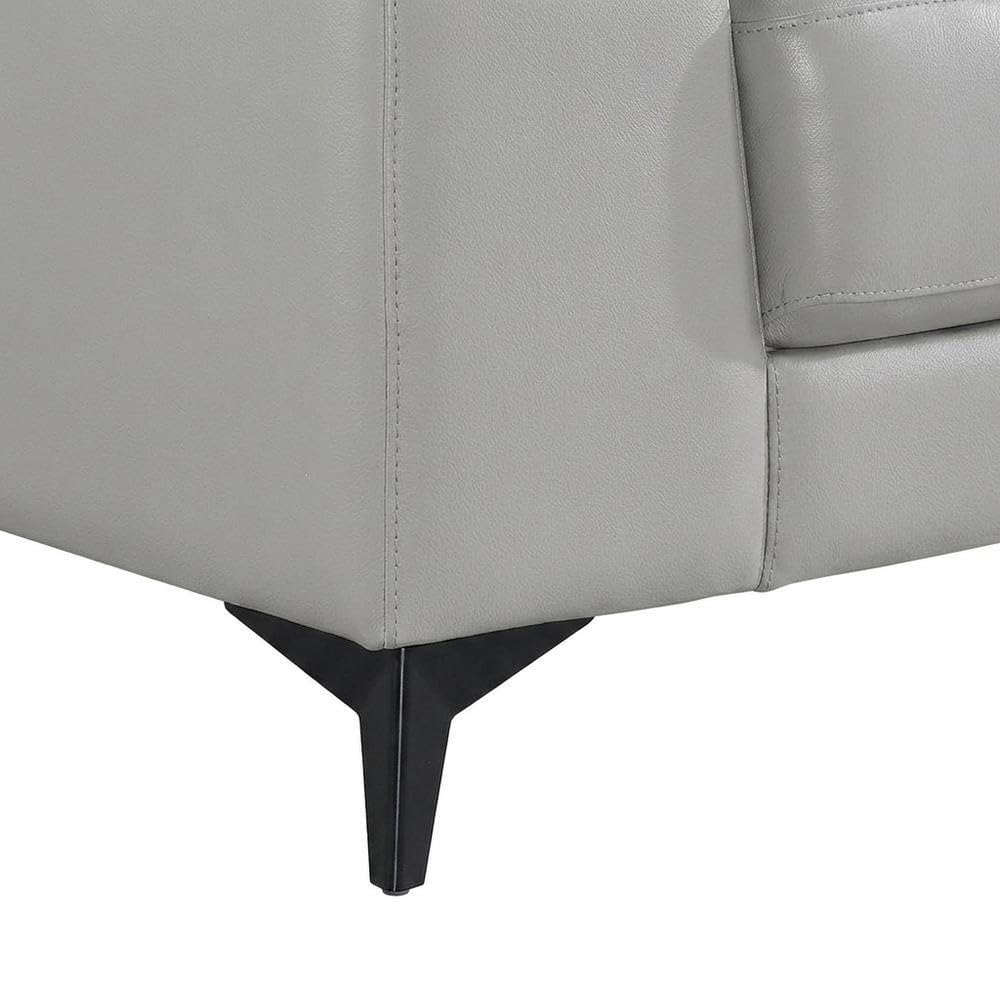 Leather-Upholstered Armchair with Solid Arms by Starlight Canyon Home – Leather, Grey