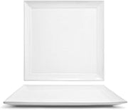 Front of the House DOS000WHP21 Spiral Square Plate, 12" Width, 12" Length, Porcelain (Pack of 4)