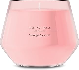 Yankee Candle Studio Scented Candle with up to 50 Hour Burn Time, Premium Plant Wax Blend for Consistent Burn, 10 oz Jar Candle with Room Filling Fragrance, Fresh Cut Roses (Pack of 1)