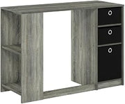 French Oak Grey/Black Modern Computer Study Desk, Sleek Design, Durable Wood Construction, Ideal for Home Office, Modern Workspace