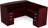 Kai by i5 Commercial 71" x 72" L-Shape Reception Desk with Double Full Pedestals RD7172P-2 Mahogany