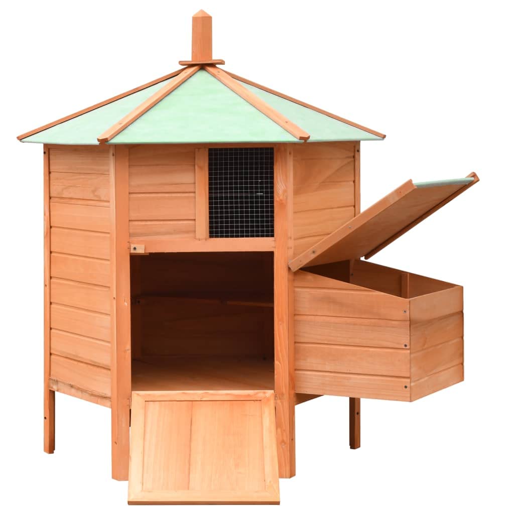Chicken Cage Solid Pine & Fir Wood 49.6"x46.1"x49. by vidaXL – 49.6"L x 46.1"W x 49.2"H, Pine, Brown and green, Model 170645