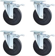 BK Resources 3" Gray Rubber Swivel Caster, 2-3/8"x3-5/8" Top Plate Mount for Work Table, NSF, Total Lock Brake, 250 Lb. Capacity, Double Ball Bearing