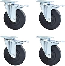 BK Resources 3" Gray Rubber Swivel Caster, 2-3/8"x3-5/8" Top Plate Mount for Work Table, NSF, Total Lock Brake, 250 Lb. Capacity, Double Ball Bearing