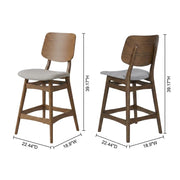 Solid Wood Counter Height Bar Stools Set of by Starlight Canyon Home – Solid + Manufactured Wood, Foam, Fabric (Polyester), Grey, Pack of 4