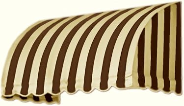AWNTECH 10.38 FT. Savannah Fixed Awning 124.5 in. W X 44 in. H X 36 in. D Acrylic Fabric in Brown/TAN Stripe SV33-10BRNT