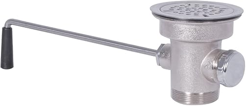 BK Resources BK-LWR-2 Lever Operated Twist Drain with 3.5" Opening and Stainless Steel Strainer, Nickel Plated