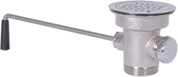 BK Resources BK-LWR-2 Lever Operated Twist Drain with 3.5" Opening and Stainless Steel Strainer, Nickel Plated