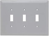 Legrand Pass & Seymour TPJ3GRY Trademaster Jumbo oversized Unbreakable Nylon Wall Plate, 3 Gang, Three Toggle Cover, Gray (1 Count)