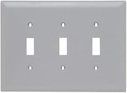 Legrand Pass & Seymour TPJ3GRY Trademaster Jumbo oversized Unbreakable Nylon Wall Plate, 3 Gang, Three Toggle Cover, Gray (1 Count)