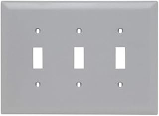 Legrand Pass & Seymour TPJ3GRY Trademaster Jumbo oversized Unbreakable Nylon Wall Plate, 3 Gang, Three Toggle Cover, Gray (1 Count)