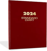 AT-A-GLANCE 2024 Daily Diary, Standard Diary, 7-1/2" x 9-1/2", Medium, Hardcover, Red (SD3741324)