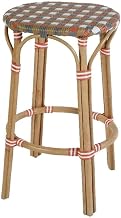 Ballito 30 in. Seat Height Oval Rattan Bar Stool - Orange and Brown
