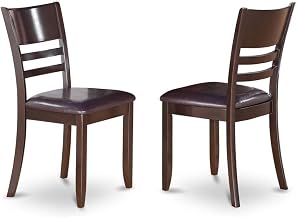 Furnifact Solid Wood Faux Leather-Upholstered Dining Chairs Set of 2, Traditional Upholstered Kitchen and Dining Room Chair Set