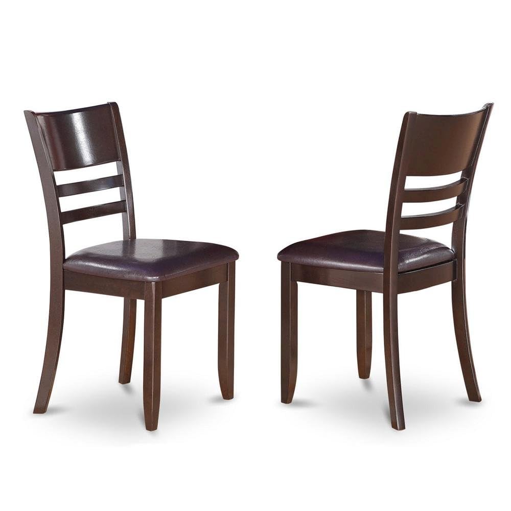 Solid Wood Faux Leather-Upholstered Dining Chairs Set of by Furnifact – Wood, Brown, Pack of 2