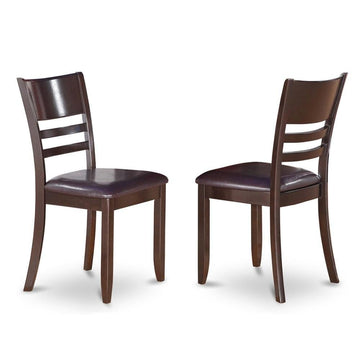 Solid Wood Faux Leather-Upholstered Dining Chairs Set of by Furnifact – Wood, Brown, Pack of 2