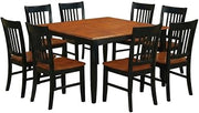 Furnifact Wooden Dining Room Set with Extension Table, Square Kitchen Table and Chairs for Dining Room, Extendable Dining Table Set, Black & Cherry