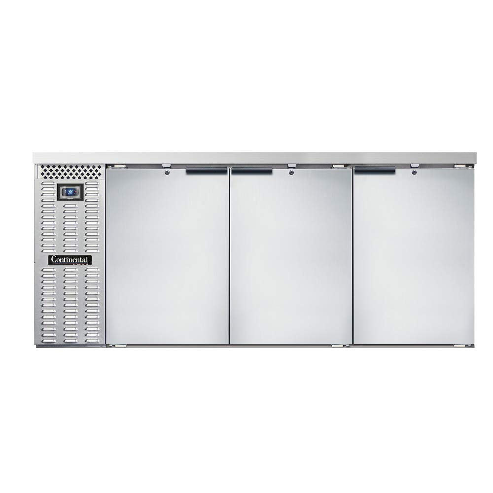 BBC79S-SS Three Section Refrigerated Back Bar Cooler by Continental Refrigerator – Stainless-Steel