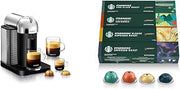 Nespresso Vertuo Coffee and Espresso Maker by Breville, Chrome + Starbucks Capsules